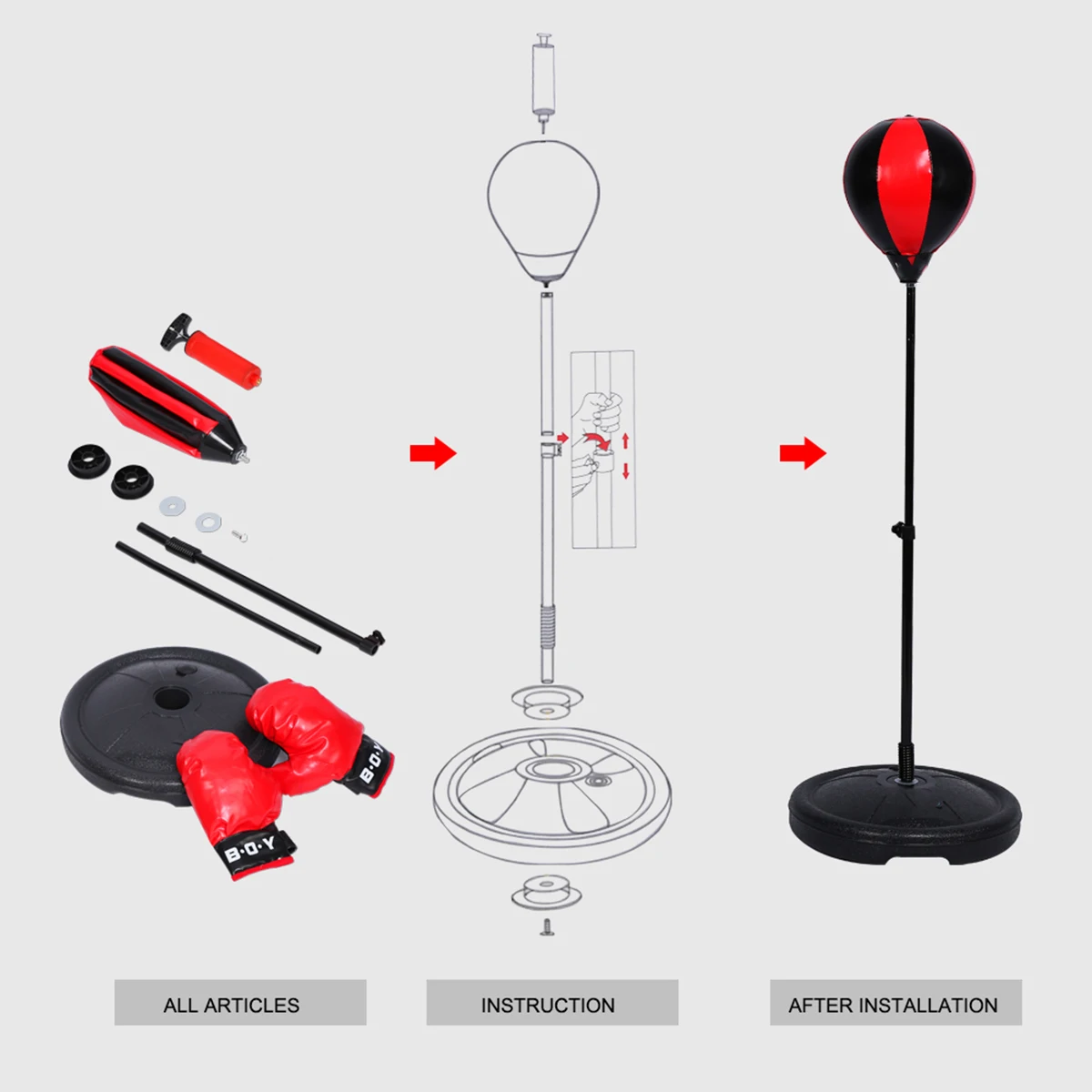 

Boxing Set Relaxed Boxing Standing Punching Bag Children Fitness Punch Pear Ball Speed Bag With Boxing Gloves And Inflator Pump