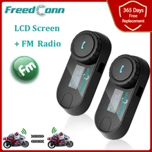 Оригинальный FreedConn обновленная TCOM-SC BT Bluetooth для всех переговорное устройство для мотоциклетного шлема Interphone гарнитура с ЖК-дисплей Экран + FM ...