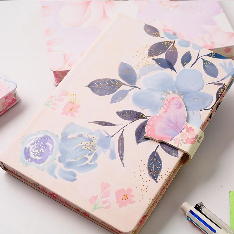 

"Flowery" Hard Cover Diary Girls Women Journal Cute Notebook Student Beautiful Notepad