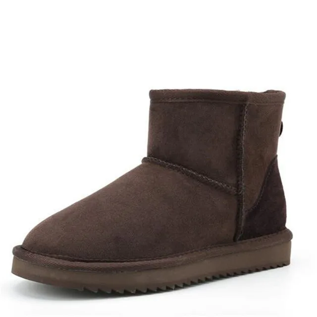 Classic Women Shoes Waterproof Nature Fur Wool Real Sheepskin Leather Classic Snow Boots Genuine Sheepskin Women Boots - Color: chocolate