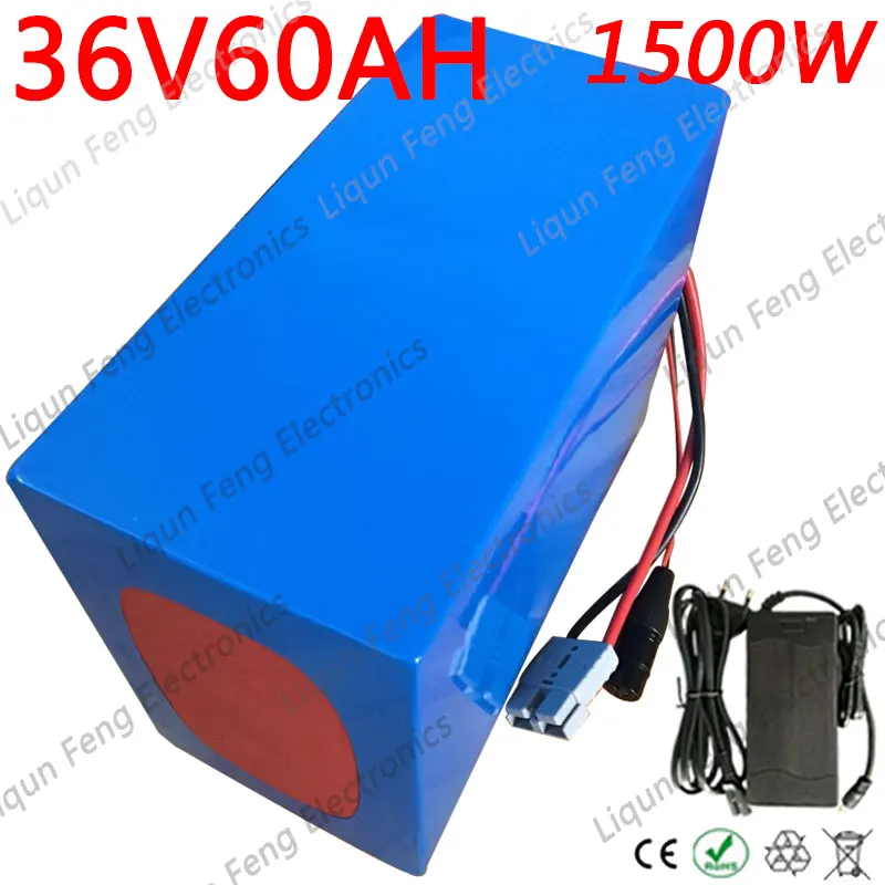 36v 1500w Е-байка 36В 60ah аккумуляторный отсек для электрического велосипеда 36v 60ah комплект литий-ионный батарей с 50A БМС+ 42В 5A зарядное устройство