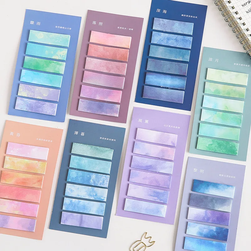 120 Sheets Sticky Notes Cute Stationary Office Accessories Notepad Diary Gradient Planner Notas Adhesivas Bookmarks Memo Pad | Канцтовары