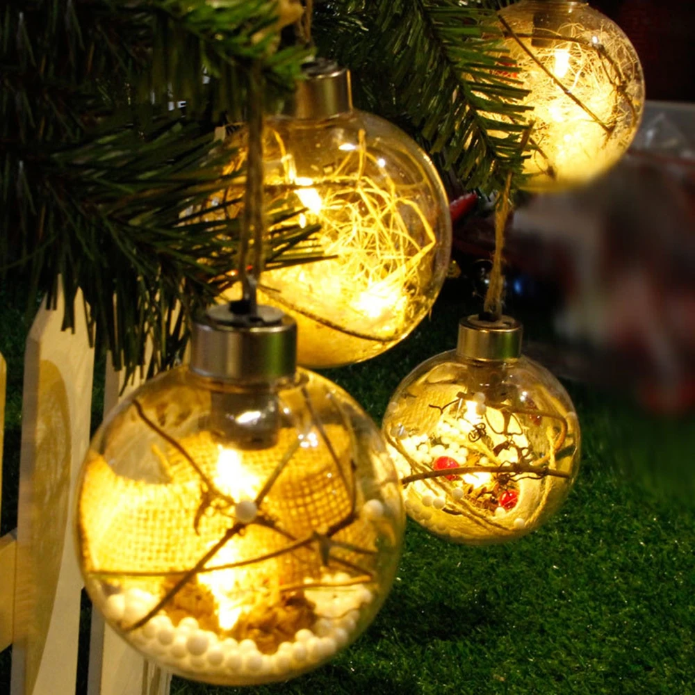 

1pc Christmas Tree Hanging Decorations Round Ball Transparent Open Plastic Ornament Kids DIY Party Supplies Home Decoration