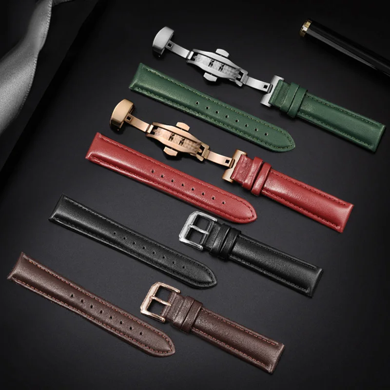 

12 14 15 16 17 18 19 20 21 22 23 24mm Genuine Leather Strap Red Green Purple Men And Women Bracelet Quick Release