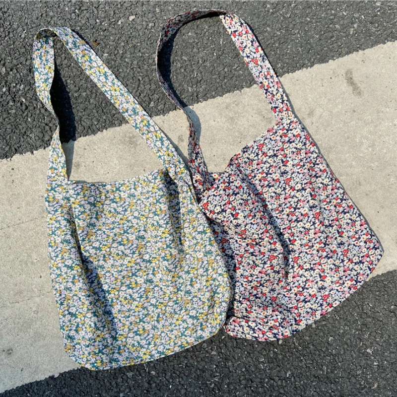 2021 корейские женские большие сумки через плечо с цветочным принтом портативные