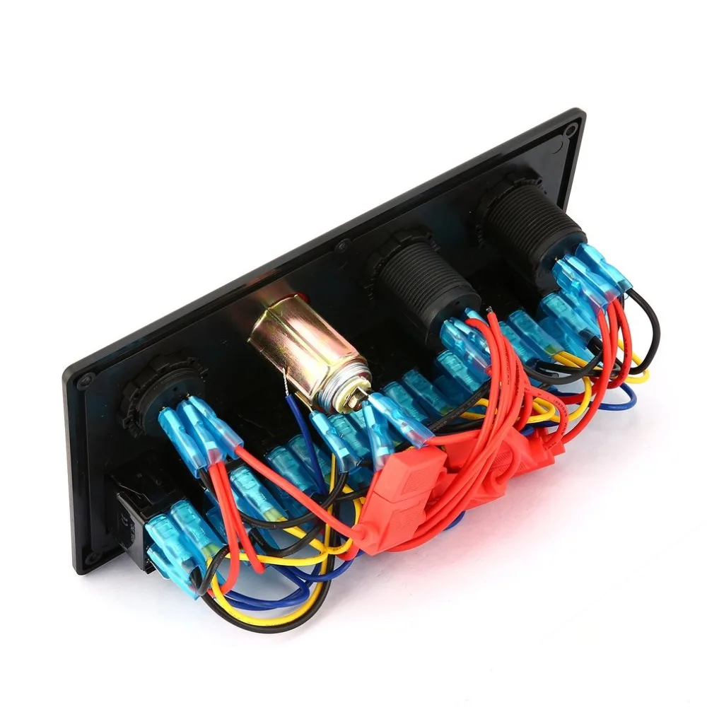 LED Car Boat Rocker Switch 8 Gang Panel Dual USB Cigarette Lighter Socket Voltmeter Auto Car LED Boat Switch Panel