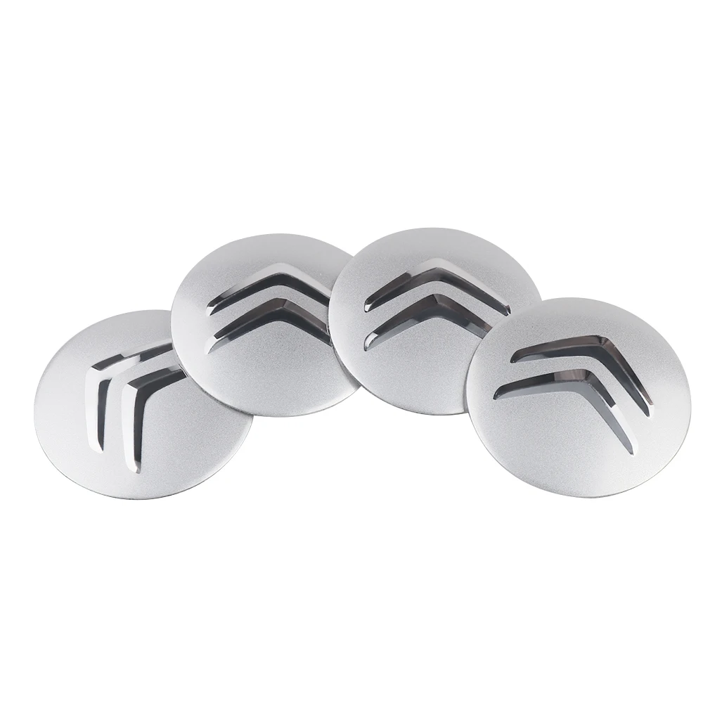 Silver Для Citroen C4 C5 C3 C2 C1 C4L Picasso Saxo 4 шт. Автомобильная эмблема колпачки ступицы колеса наклейки шины пылезащитные наклейки значок аксессуары - Название цвета: Silver