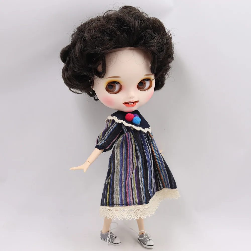 Ледяной обнаженный Blyth кукла No. BL950 черные волосы резные губы открытый рот матовый индивидуальные лица сустава тела 1/6 bjd