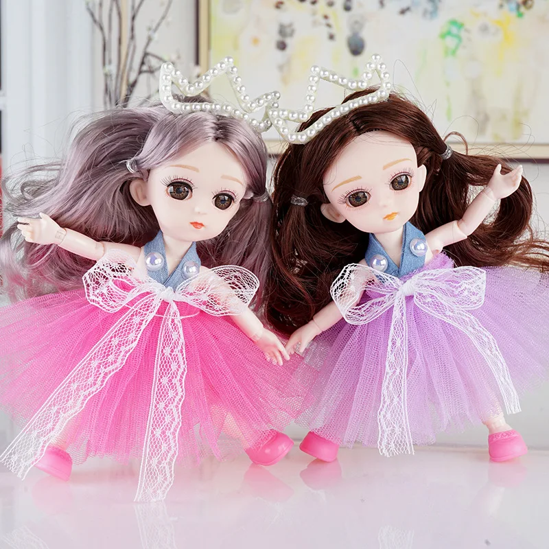 

Bjd Mini Doll 17CM 12Joint Movable Cute Princess Doll Clothes Set Changeable Shape Girl Best Gift Handmade Dress Up Children Toy