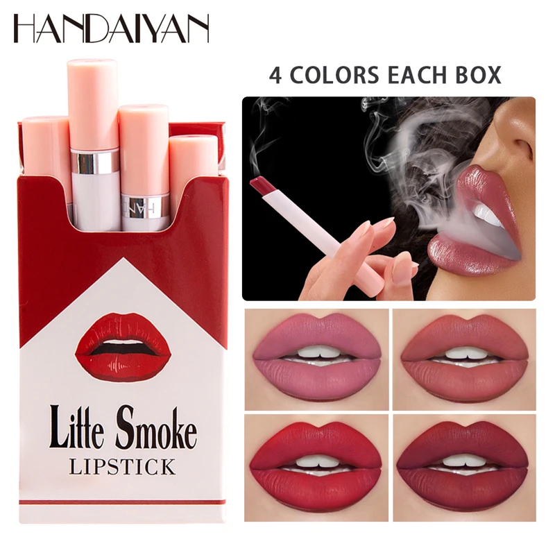

Cigarette Lipstick Set 4PCS/Lot Matte Velvet Lipstick Waterproof Moisture Creative Portable Cigarette Shape Lasting Lip Stick