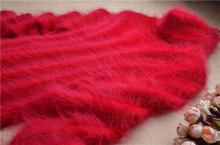 ladies women fashion fuzzy angora fur knitted long