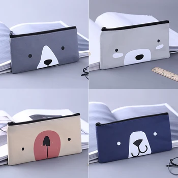 

2020 New Arrival Pencil Bag Creative Cat Cartoon Canvas Pencil Case Simple Zipper Large Capacity Makeup Bag Unisex High Quality