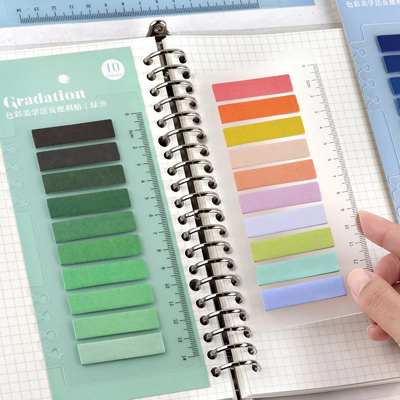 100 pcs/pack Color Aesthetics Series With Ruler Memo Pad Notes Notebook Stationery Papelaria Escolar School Supplies |