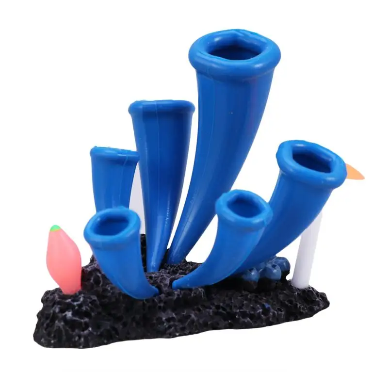 Aquarium Landscape Simulation Coral Silicone Aquarium Marine Decoration For Fish Tank(Blue