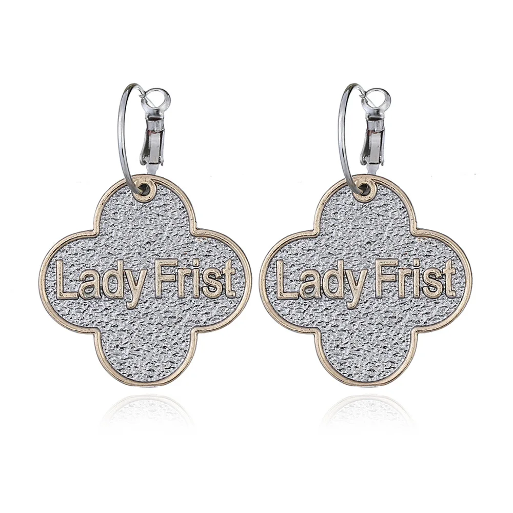 

Fashion Letter Earrings Two-color four-leaf grass earrings