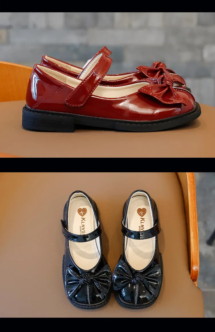 para Meninas Sapatos de Princesa das Crianças Sapatos de Couro Sapatos de Escola Rasas Arco-nó Plana Outono Nova Moda Crianças Senhora Chique Doce 2022 22 rasas arco-nó plana 2021 outono nova moda