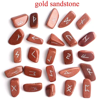 

25Pcs Natural Gold Sandstone Crystal Rune Red Freeform Runes Stone Divination Fortune-telling Healing Gift Decor Collection