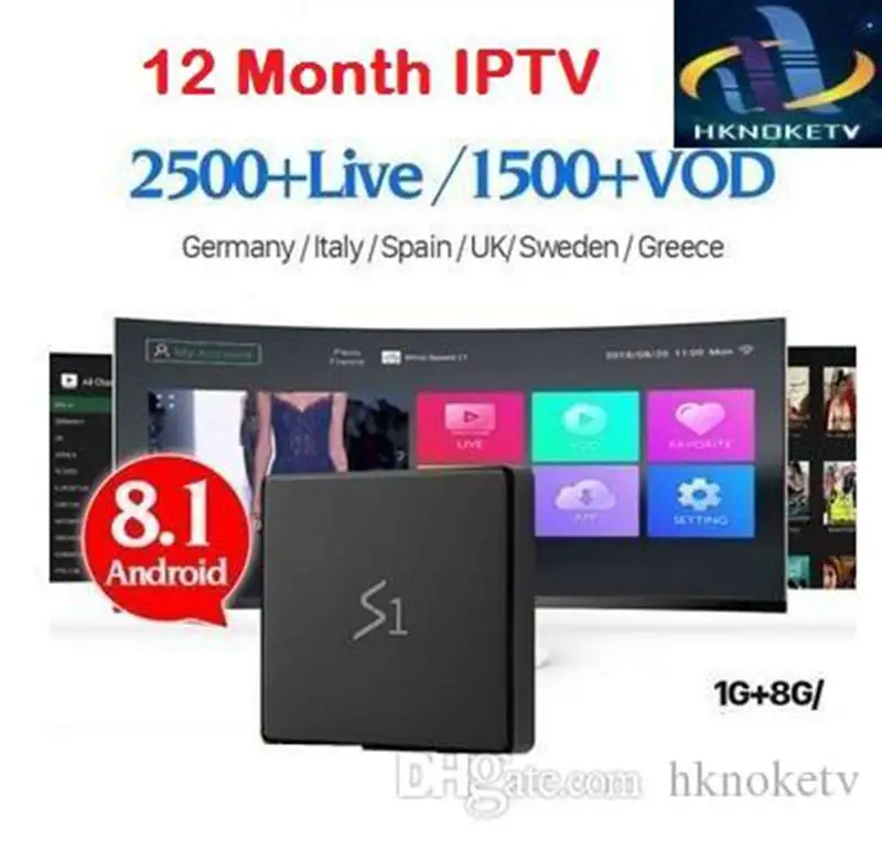IP tv 1 год для Android 8,1 Смарт ТВ приставка подписка 2500 каналов Европа Швеция Италия Испания Германия IP ТВ приставка