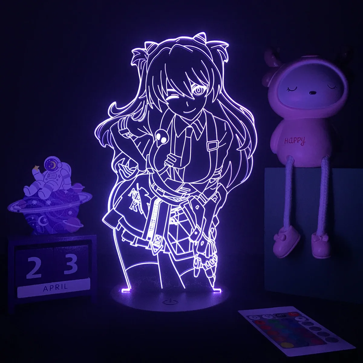 Anime Evangelions 3D LED Nightlight for Bedroom Decorative Asuka Langley Soryu Figure Kids Birthday Gift Manga Gadget Table Lamp | Лампы и