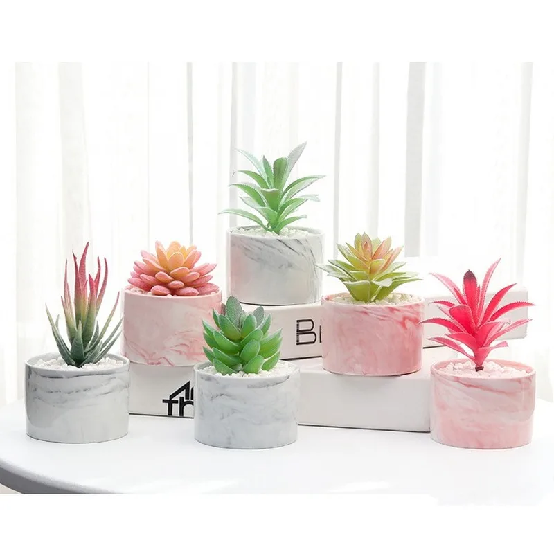 

Nordic INS Style Creative Simulation Flower Succulents Green Plants False Potted Small Ornaments Indoor Living Room Bonsai Decor