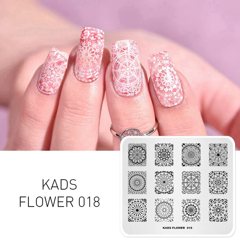 Flower 018 Штамповка ногтей пластины дизайн ногтей штамповка шаблон геометрический штамп для ногтей трафареты для ногтей штамп маникюрная форма 36 вариантов стемпинг пластина для стемпинга маникюр штамп для ногтей трафарет для - Цвет: Flower 018