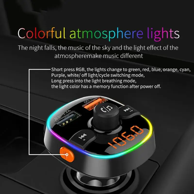 BC52 QC3.0 USB зарядное устройство автомобильный комплект BT 5,0 FM передатчик Hands-free MP3-плеер