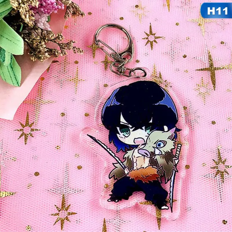 Аниме Demon Slayer брелок Kamado Tanjirou Nezuko Agatsuma Zenitsu Rengoku Kyoujurou милое акриловое кольцо для ключей фанатов подарок