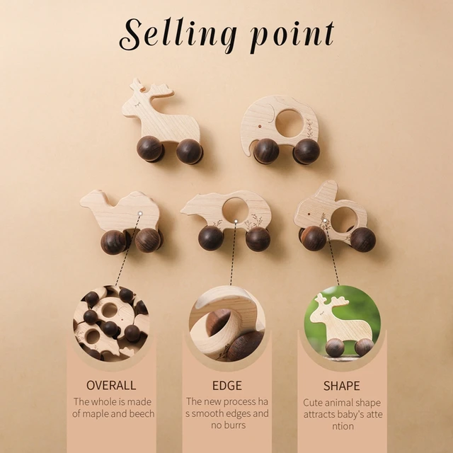 Baby Newborn Wooden Toys 1Pc Maple Wood Animals Cars Montessori Creative Educational Building Blocks Infant Teething Birth Gifts 3