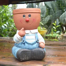 Открытый сад мультфильм мальчик девочка мясистый цветочный горшок творческий американский кантри пол домашний декоративный ландшафт M2368