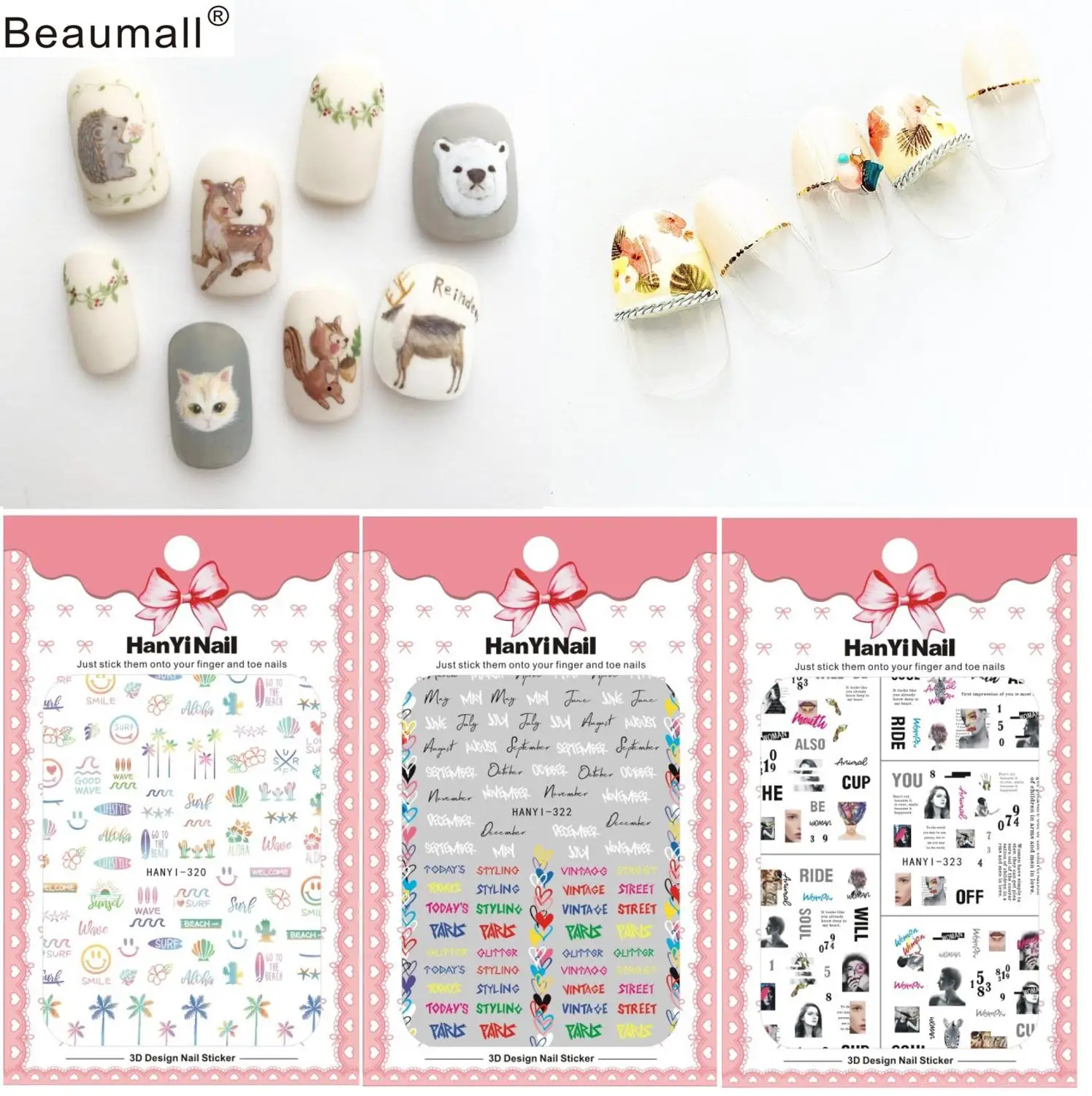 

Fashion Patterns! Nails Art Manicure Back Glue Decal Decorations Design Nail Sticker For Nails Tips Beauty