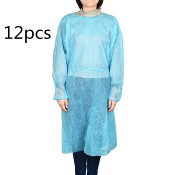 

12pcs/set Disposable Gown Blue Non-woven Apron Work Clothing Clothes Dustproof Anti Infection Capes Clothes