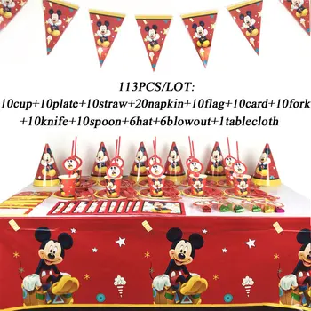 

Cartoon Disney Mickey Mouse Birthday Party Decorations Set Kids Paper Plates Cup Napkins Decoration Home Party Supplies For Kids