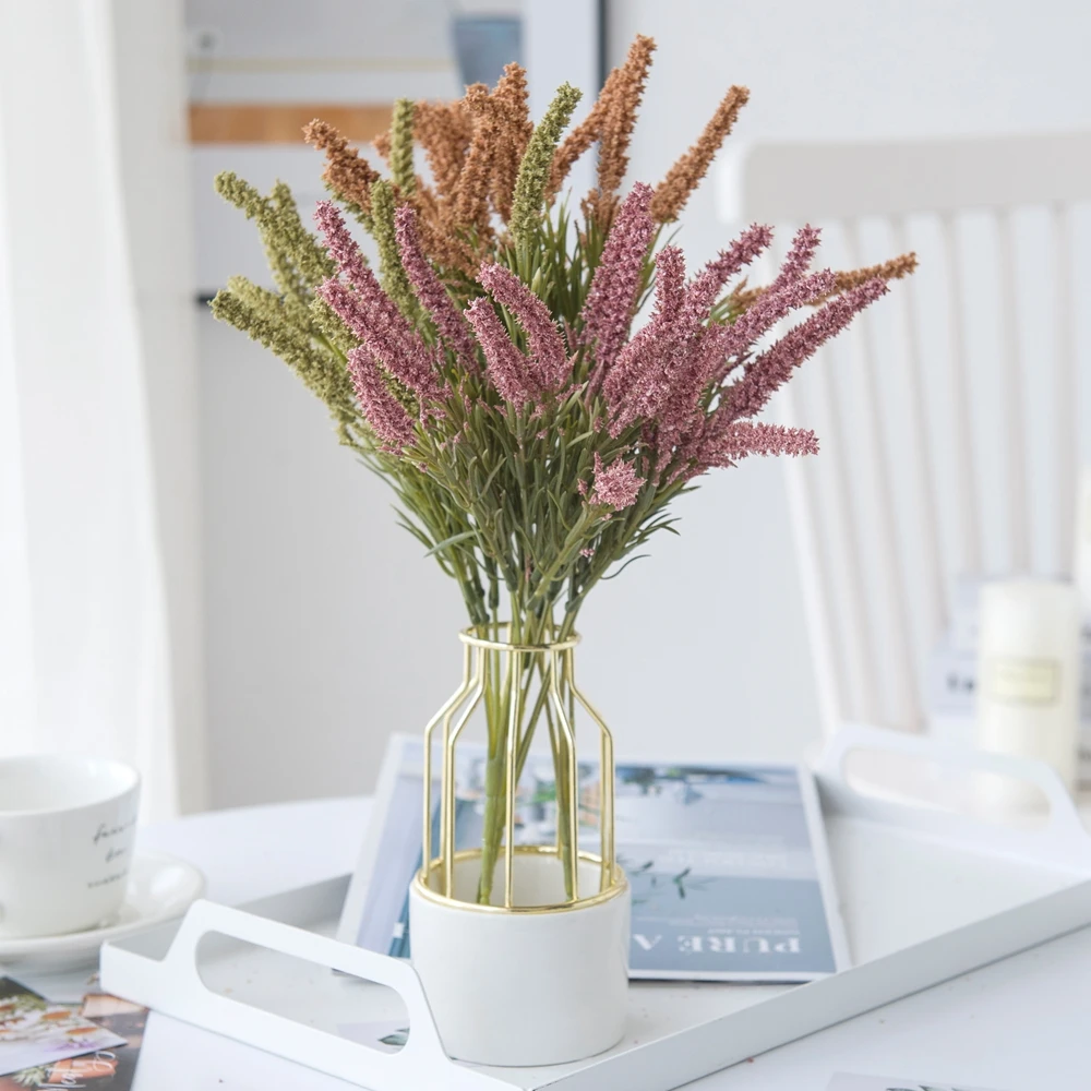 

Artificial Flowers Fake Plants Foam Lavender Bouquet Vase for Home Garden Christmas Crafts DIY Handwork Gifts Wedding Decorative