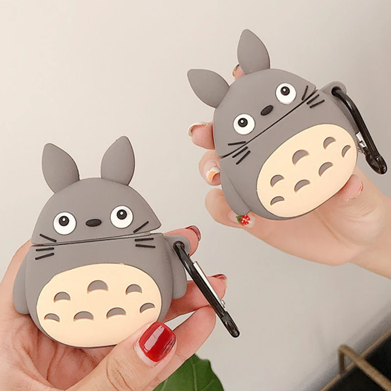 For Airpods 1 3d Cute Kawaii Anime Cartoon Totoro Case For Apple Airpods 2 Wireless Earphone Silicone Cover Shell With Key Ring - Earphone Accessories AliExpress