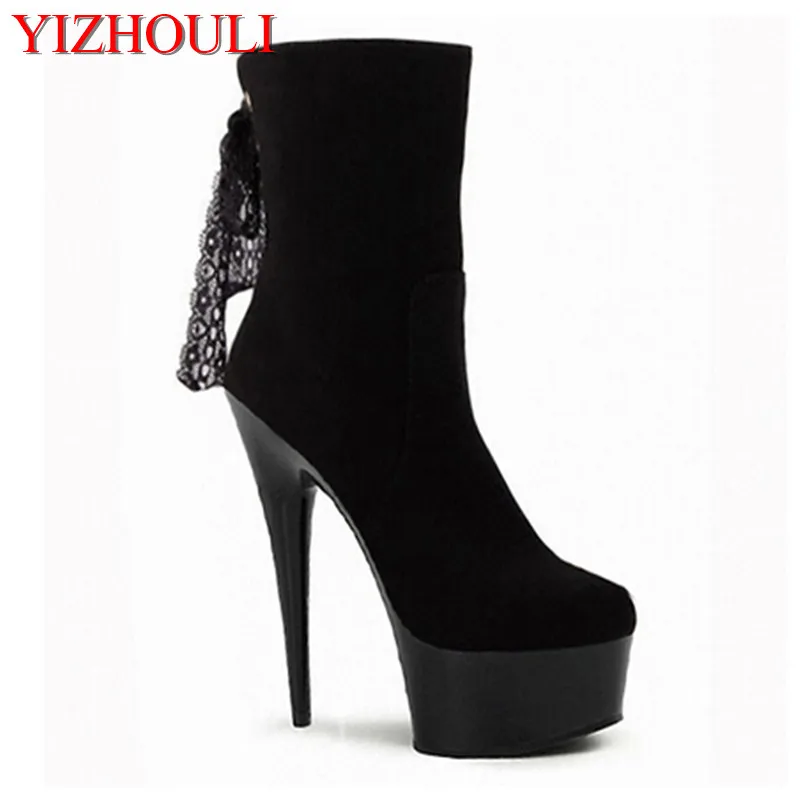autumn single women's ankle boots platform fashion martin 15cm lace boots female short boots 6 inch high heels