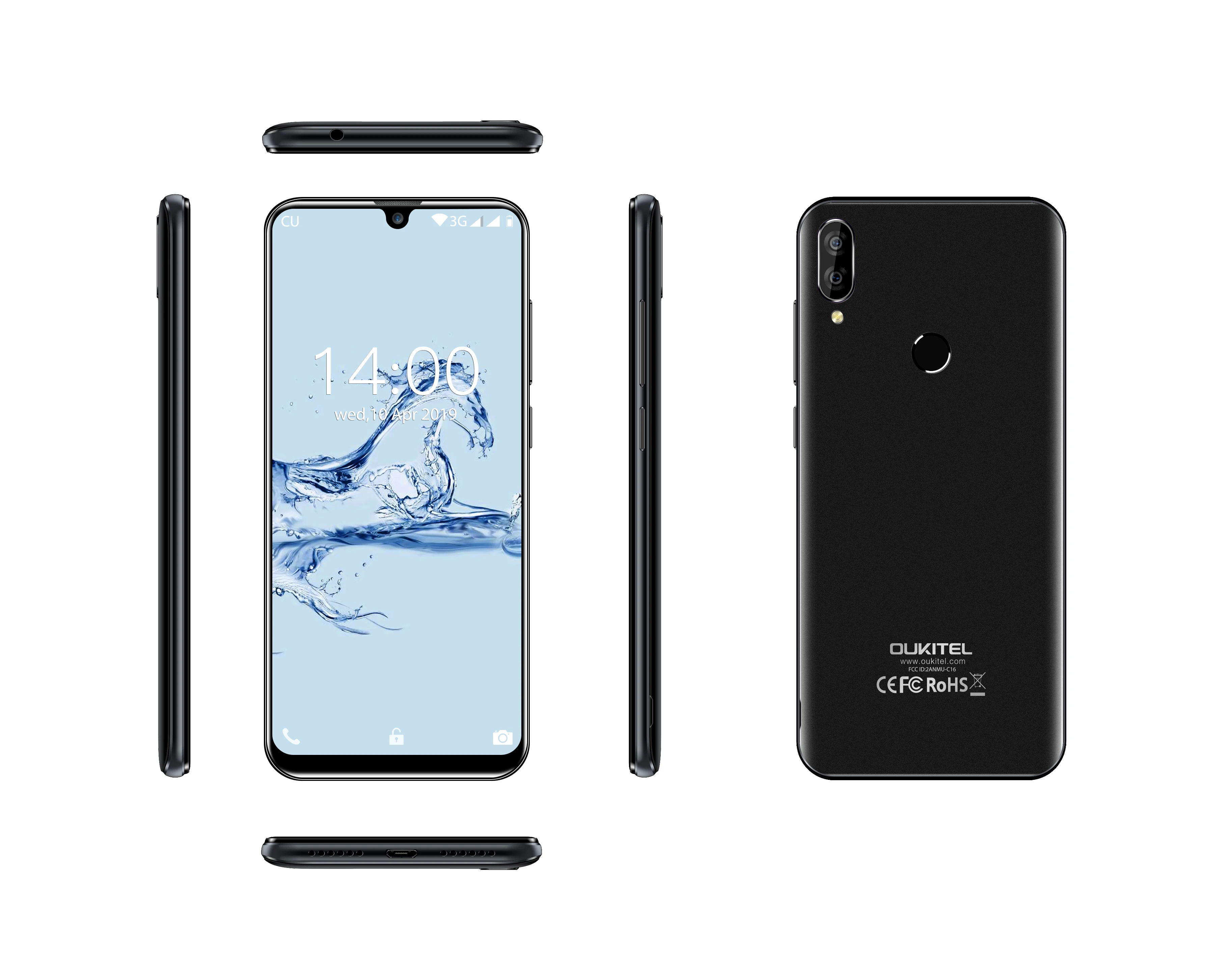 Смартфон OUKITEL C16 5,71 ''19:9 водонепроницаемый экран Android 9,0 2 Гб 16 Гб отпечаток пальца лица ID 2600 мАч Quad Dual 4G мобильный телефон