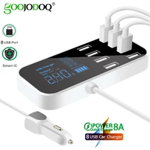GOOJODOQ 8 портов USB Автомобильное зарядное устройство светодиодный цифровой дисплей Быстрая зарядка для iPhone 11 Pro Max samsung Xiaomi huawei автомобильное зарядное устройство для телефона