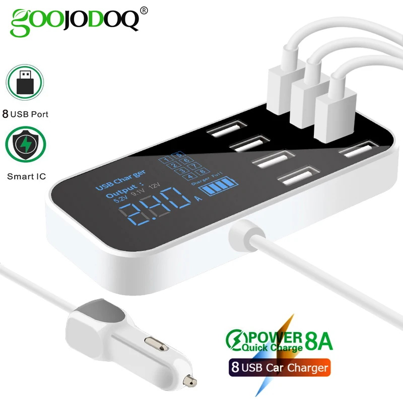 Автомобильное зарядное устройство GOOJODOQ 8 портов USB светодиодный цифровой дисплей
