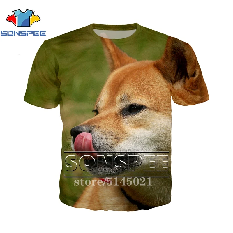 SONSPEE 3D принт Для мужчин Для женщин забавные Собаки Уход за кожей лица shiba Inu Doge Повседневное с О-образным вырезом Harajuku футболка Летняя футболка Молодежные Топы T011 - Цвет: 2