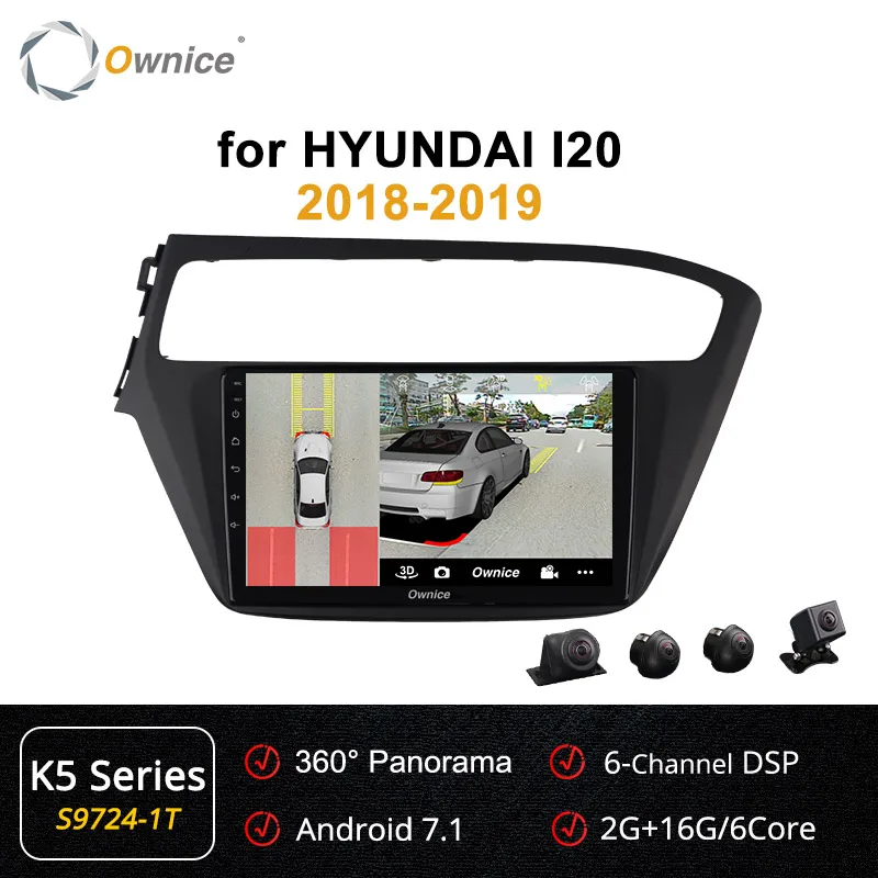 S9724-1 K5 Owince 2Din 4G LTE DSP Android 9,0 Автомагнитола для hyundai i20 K3 K5 K6 360 панорама оптическая стерео RHD Navi автопроигрыватель - Цвет: S9724-1 K5