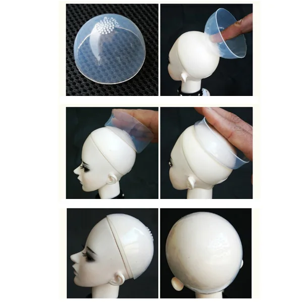 6-7inch Clear Silicone Wig Cap for 1:6 BJD Doll Head Protection Cover Accs