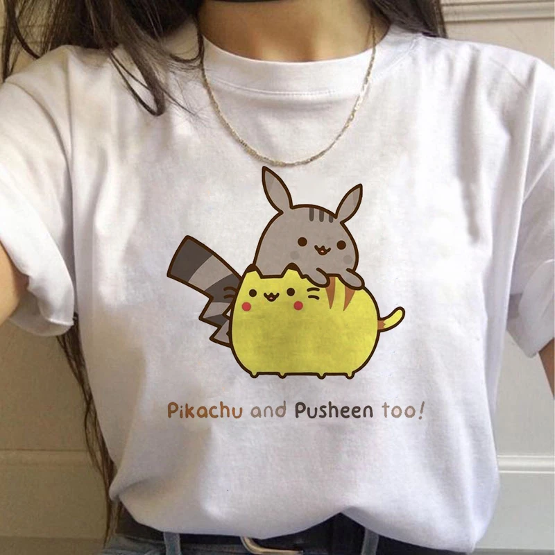 Kawaii Cat, женские футболки, Harajuku Ullzang, забавная футболка, 90 s, мультяшный принт, футболка, графический корейский стиль, топы, футболки, женская одежда