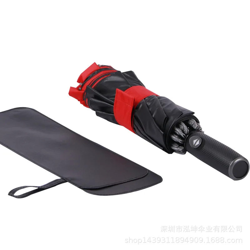 

Fully Automatic Anti-Three Vinyl Folding Umbrella College Style Sun-resistant Rain Or Shine Dual Purpose Umbrella Ten Bone Extra