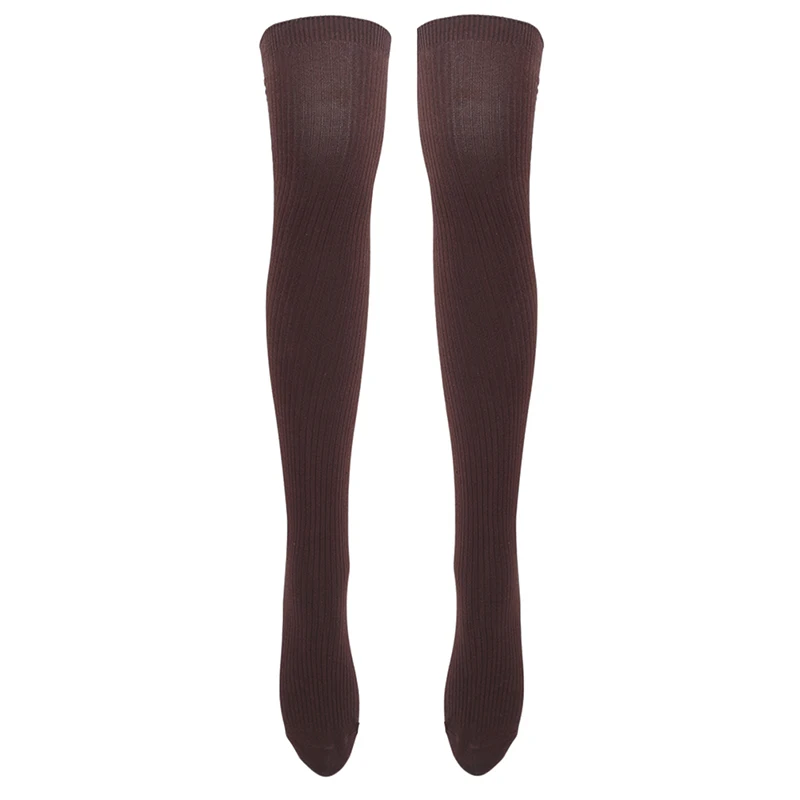 Однотонные женские вязаные чулки выше колена, женская одежда, аксессуары, новая мода - Цвет: coffee
