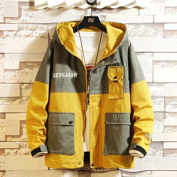 

JANPAN Style Bigger Pocket Patchwork 2020 Spring Autumn Jacket Men Streetwear Punk Bomber Clothes Plus Asian Size M-5XL