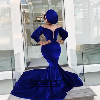 

Plus Size Evening Dresses Deep v-neck Mermaid Velour Simple Special Occasion Islamic Dubai Saudi Arabic Evening Gown Prom Dress