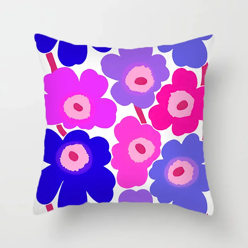 Fashion Printing Pillowslip Sofa Soft Back Pillowcase Candy Color Poppy Flower Bed Office Cushion Cover Home Textile Decorative