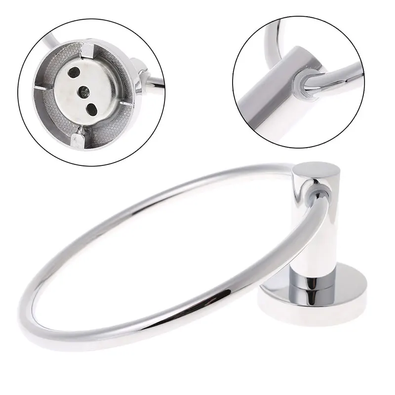 Bathroom Round Towel Holder Ring Wall Mounted, Bath Hand Towel Ring Circle Holders Door Hanger Towels Rack Stainless Steel