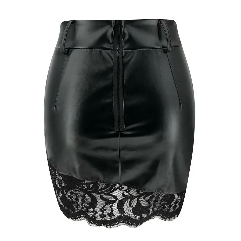 Women A-Line Short Skirt High Waist PU Leather Floral Zipper Mini Pencil Skirts Women A-Line Short Skirt High Waist PU Leather Floral Zipper Mini Pencil Skirts