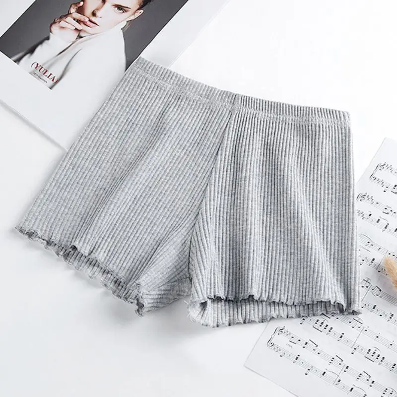 Ladies summer safety seamless stretchy underpants ruffled agaric hem boxer shorts
